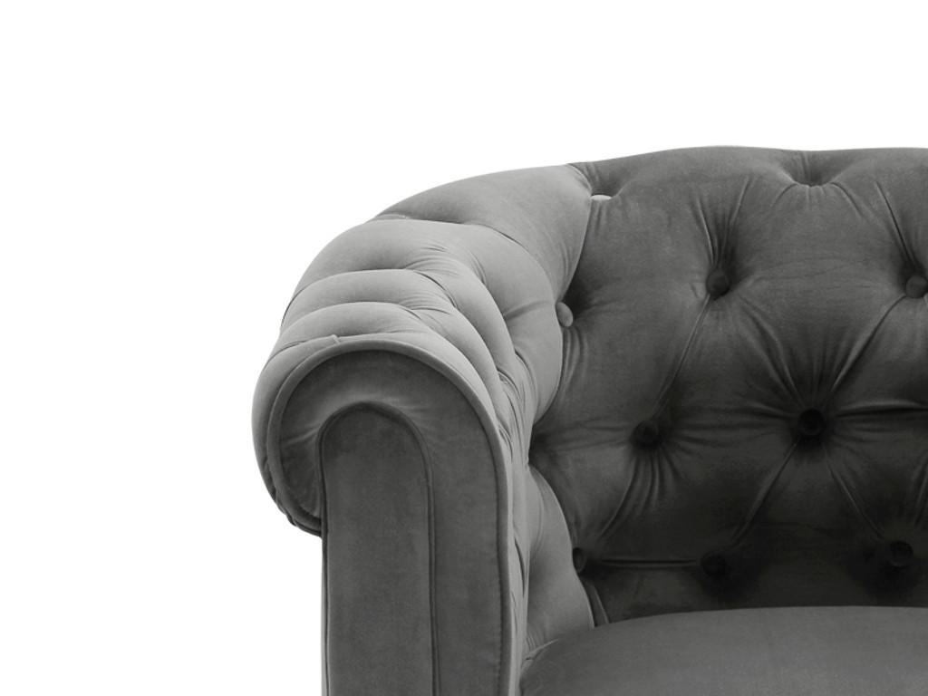 Sofá 3 plazas y 2 sillones de terciopelo CHESTERFIELD - Gris antracita