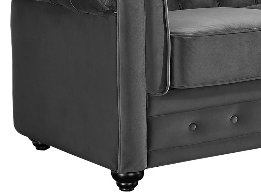 Sofá 3 plazas y 2 sillones de terciopelo CHESTERFIELD - Gris antracita