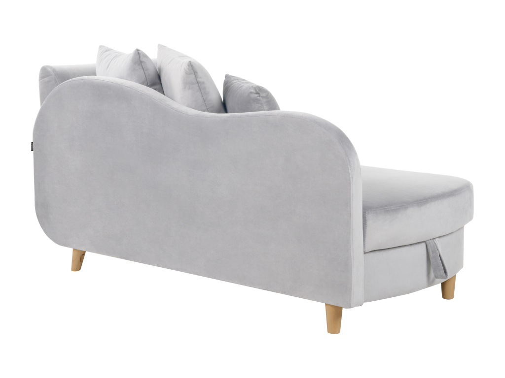 Chaise longue de terciopelo gris claro derecho con almacenaje MERI II