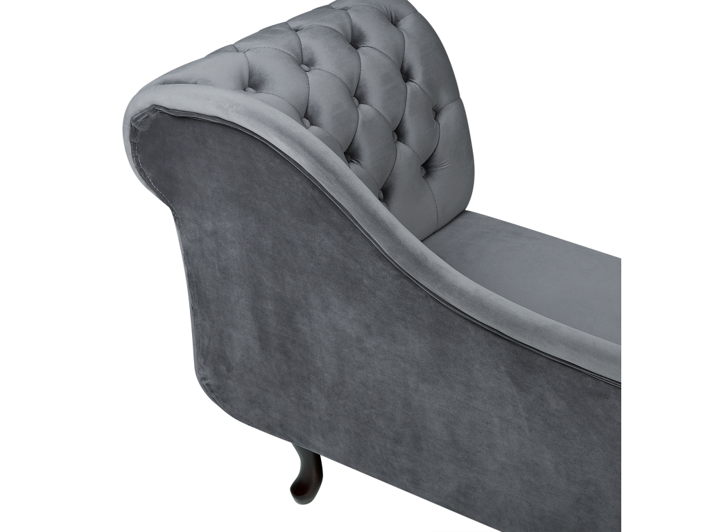 Chaise longue de terciopelo gris derecho NIMES