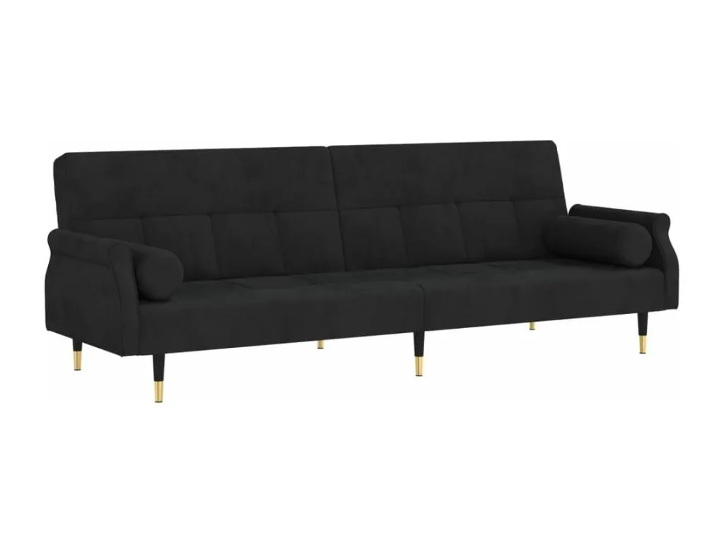Sofá cama con cojines terciopelo elegante gris xtlg26416