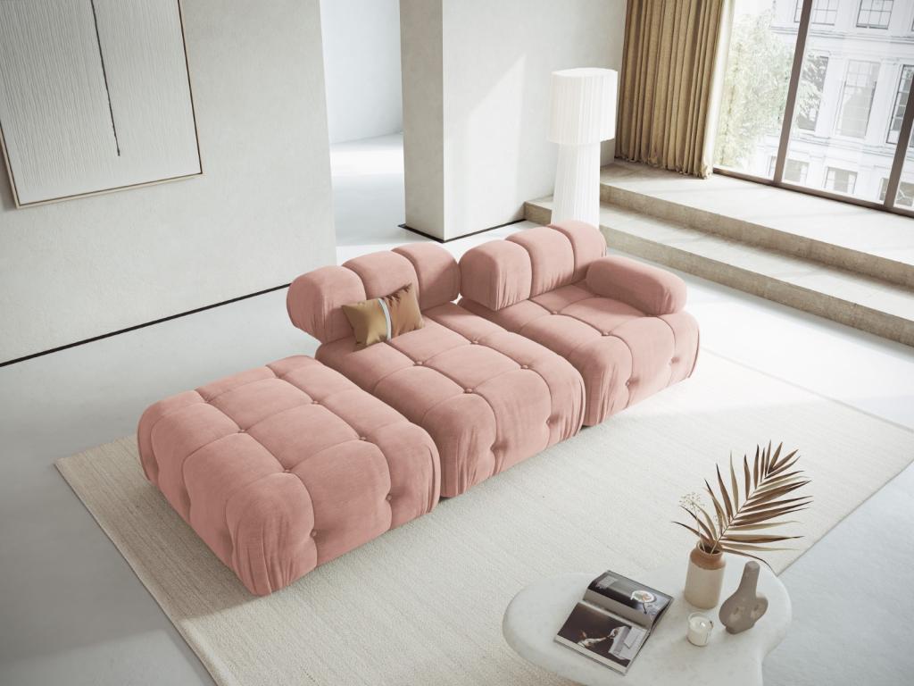 Joliven- Sofá modular izquierdo 3 plazas de tejido estructural rosa- 288x96x71cm