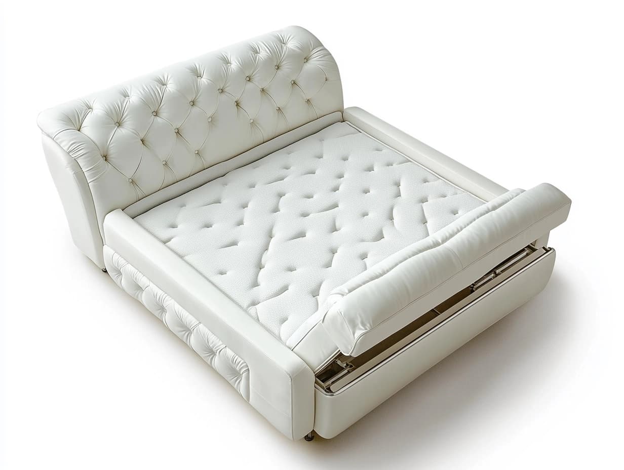 Sofá Cama Tapizado Piel Blanco 200 cm X 140 cm